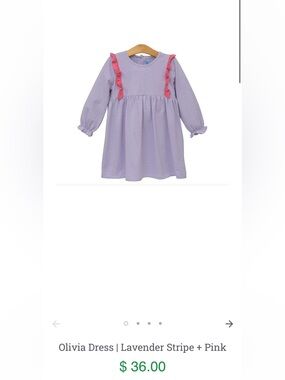 Trotter St. Kids Olivia Dress | Lavender Stripe + Pink